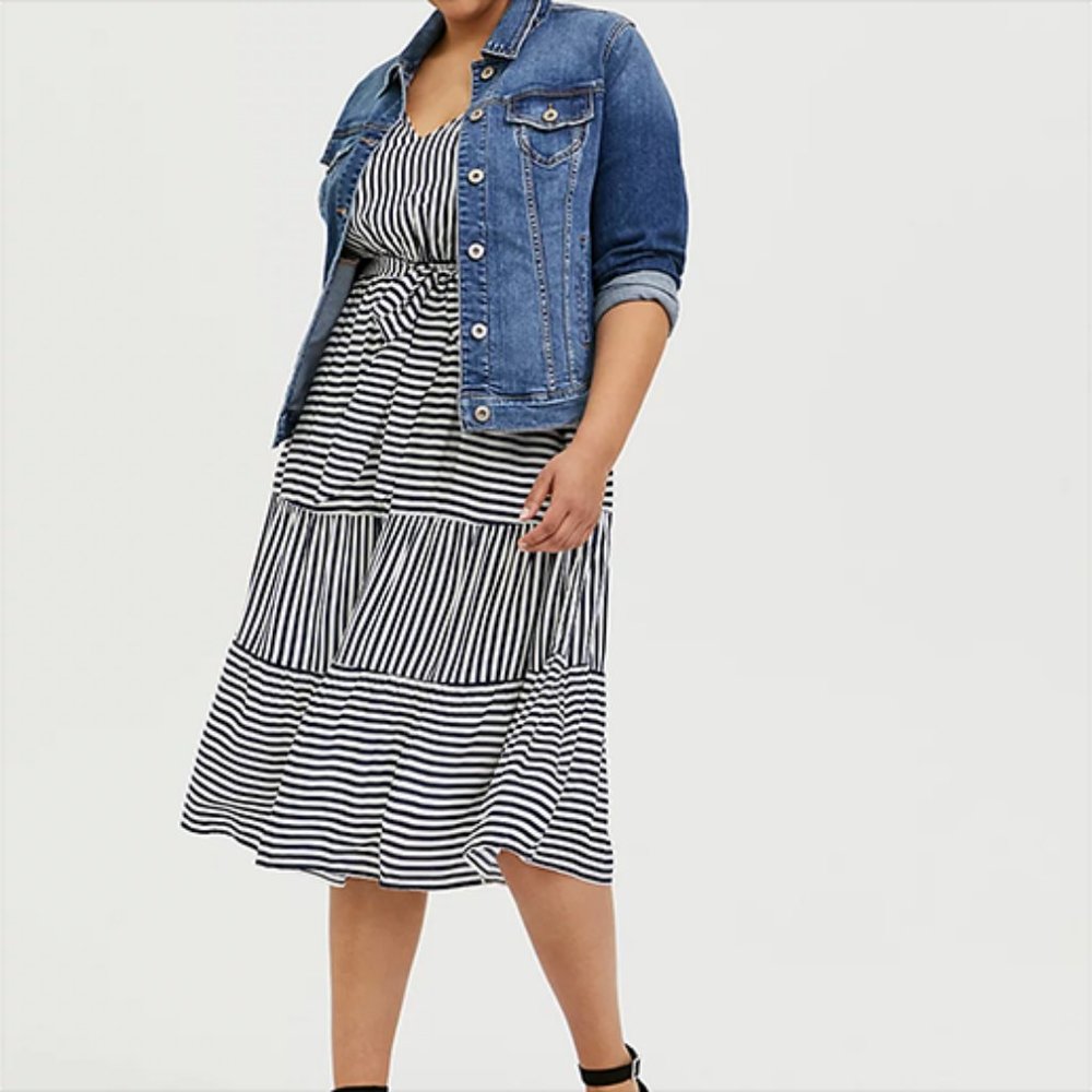 Torrid Women 0 / 10-12 / L Blue White Stripe Dress